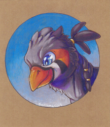 Size: 1221x1409 | Tagged: safe, artist:sombra, oc, oc:ruzeth, griffon, bust, finch, male, portrait, species swap