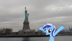 Size: 5952x3348 | Tagged: safe, artist:topsangtheman, minuette, pony, unicorn, irl, new york city, photo, ponies in real life, statue of liberty