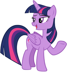 Size: 7554x8041 | Tagged: safe, artist:andoanimalia, twilight sparkle, twilight sparkle (alicorn), alicorn, pony, sweet and smoky, absurd resolution, female, lidded eyes, mare, open mouth, raised hoof, simple background, solo, transparent background, underhoof, vector