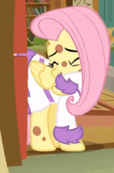 Size: 228x345 | Tagged: safe, screencap, fluttershy, pegasus, pony, hurricane fluttershy, animated, bathrobe, clothes, coughing, cropped, pony pox, robe, sick, solo