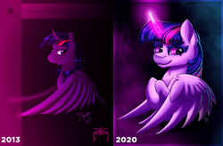 Size: 1600x1052 | Tagged: safe, artist:midnightsix3, twilight sparkle, twilight sparkle (alicorn), alicorn, pony, magic, redraw, solo, wings