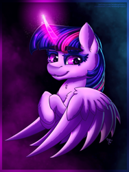 Size: 1725x2300 | Tagged: safe, artist:midnightsix3, twilight sparkle, twilight sparkle (alicorn), alicorn, pony, creepy, magic, solo, wings