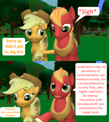 Size: 1920x2160 | Tagged: safe, artist:red4567, derpibooru import, applejack, big macintosh, earth pony, pony, a horse shoe-in, 3d, comic, sesquipedalian loquaciousness, source filmmaker, verbose macintosh