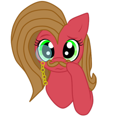 Size: 600x600 | Tagged: safe, artist:douloug, oc, oc:pun, earth pony, pony, ask, ask pun, fake moustache, female, mare, monocle, simple background, solo, transparent background