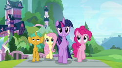 Size: 1920x1080 | Tagged: safe, screencap, fluttershy, pinkie pie, snails, twilight sparkle, twilight sparkle (alicorn), alicorn, pegasus, pony, 2 4 6 greaaat, school of friendship