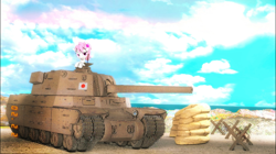 Size: 1052x591 | Tagged: safe, artist:urgent coffee, oc, oc:mitsuko, earth pony, pony, 3d, japan, panzer, source filmmaker, tank (vehicle), world of tanks