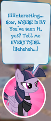 Size: 268x635 | Tagged: safe, mean twilight sparkle, alicorn, pony, the mean 6, clothes, dialogue, female, gameloft, mare, scarf, solo