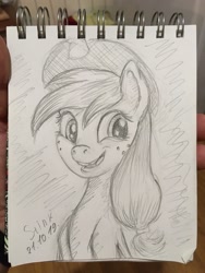 Size: 1536x2048 | Tagged: safe, artist:stink111, derpibooru import, applejack, earth pony, pony, cute, jackabetes, sketch, solo, traditional art