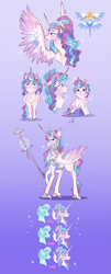 Size: 2191x5424 | Tagged: safe, artist:bunnari, princess flurry heart, alicorn, pony, age progression, armor, chest fluff, cute, cutie mark, emotions, female, filly, flurrybetes, gradient background, heart, heart eyes, mare, older, older flurry heart, solo, spear, spread wings, unshorn fetlocks, weapon, wingding eyes, wings