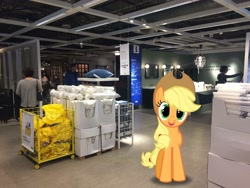 Size: 3264x2448 | Tagged: safe, edit, editor:topsangtheman, applejack, earth pony, pony, ikea, irl, looking at you, photo, ponies in real life, vector, vector edit