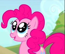 Size: 1294x1080 | Tagged: safe, screencap, pinkie pie, earth pony, pony, feeling pinkie keen, cropped, cute, female, happy, mare, solo, sweet apple acres