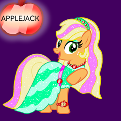 Size: 1500x1500 | Tagged: safe, alternate version, artist:estories, artist:katya, derpibooru import, applejack, earth pony, pony, alternate universe, artist katya, clothes, dress, gala dress, needs more saturation, solo, vector