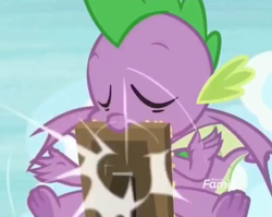 Size: 888x707 | Tagged: safe, screencap, spike, dragon, the point of no return, claws, cropped, discovery family logo, eyes closed, picture frame, winged spike, wings