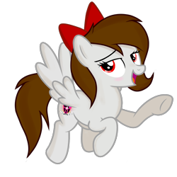 Size: 1520x1520 | Tagged: safe, artist:rsa.fim, oc, oc:whisper hope, pegasus, pony, bow, female, looking at you, mare, one hoof raised, red eyes, simple background, smiling, transparent background