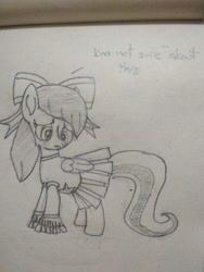 Size: 3120x4160 | Tagged: safe, artist:anonymous, barley barrel, pegasus, pony, rainbow roadtrip, cheerleader outfit, female, filly, monochrome, pencil drawing, photo, solo, traditional art