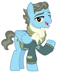 Size: 2000x2496 | Tagged: safe, artist:sketchmcreations, wind rider, pegasus, pony, clothes, jacket, looking at you, male, open mouth, raised hoof, scarf, simple background, stallion, transparent background, vector