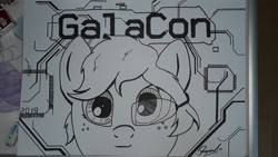 Size: 1280x720 | Tagged: safe, artist:degranomelody, oc, oc:canni soda, pony, galacon, solo, traditional art