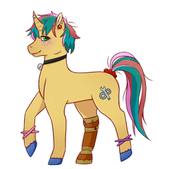 Size: 900x883 | Tagged: safe, artist:guiltyp, oc, oc:little meteor, pony, unicorn, amputee, female, mare, prosthetic leg, prosthetic limb, prosthetics, simple background, solo, transparent background