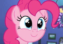 Size: 1353x938 | Tagged: safe, screencap, pinkie pie, earth pony, pony, rock solid friendship, cropped, cute, diapinkes, female, mare, smiling, solo