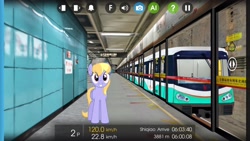 Size: 2560x1440 | Tagged: safe, artist:bluemeganium, editor:topsangtheman, cloud kicker, pegasus, pony, china, guangzhou, looking at you, train, train station