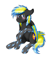 Size: 1107x1262 | Tagged: safe, artist:midnightfire1222, oc, oc:arc flash, pegasus, pony, blushing, clothes, embarrassed, simple background, socks, solo, transparent background
