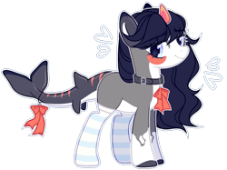 Size: 1920x1433 | Tagged: safe, artist:toffeelavender, oc, original species, shark, shark pony, clothes, female, mare, simple background, socks, solo, striped socks, transparent background