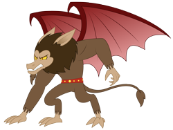 Size: 5000x3767 | Tagged: safe, artist:aleximusprime, king scorpan, scorpan, gargoyle, flurry heart's story, angry, bat wings, belt, bigger, gritted teeth, older scorpan, powered up, scary, simple background, solo, transparent background, wings