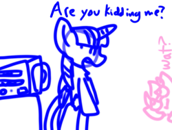 Size: 1333x1013 | Tagged: safe, artist:rainbow eevee, twilight sparkle, twilight sparkle (alicorn), oc, oc:dcbud, alicorn, pony, 1000 hours in ms paint, lineart, marmot, microwave, table, wat, why