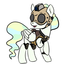 Size: 964x964 | Tagged: safe, artist:velgarn, vapor trail, pegasus, pony, 4chan, body armor, camera, drawthread, female, helmet, knee pads, mare, request, requested art, simple background, solo, white background