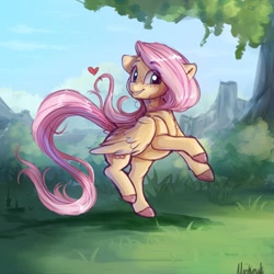 Size: 2000x2000 | Tagged: safe, artist:miokomata, fluttershy, pegasus, pony, colored hooves, cute, female, floppy ears, freckles, freckleshy, heart, looking at you, mare, shyabetes, signature, smiling, solo