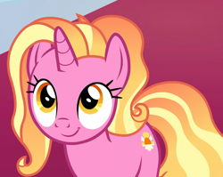 Size: 1360x1080 | Tagged: safe, screencap, luster dawn, pony, unicorn, the last problem, cropped, cute, looking up, lusterbetes, smiling, solo