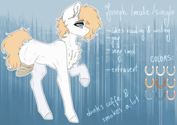 Size: 1600x1130 | Tagged: safe, artist:uglypartyhat, oc, oc only, oc:joseph, pony, amputee, bandage, reference sheet, scar, stump