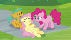 Size: 1920x1080 | Tagged: safe, screencap, fluttershy, pinkie pie, snails, earth pony, pegasus, pony, 2 4 6 greaaat