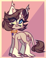 Size: 771x972 | Tagged: safe, artist:_spacemonkeyz_, oc, oc:elytrah, pony, unicorn, curved horn, female, horn, mare, solo