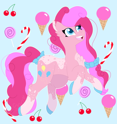 Size: 3500x3700 | Tagged: safe, artist:tomboygirl45, pinkie pie, pony, candy, cherry, csndy cane, food, high res, ice cream, lollipop, solo