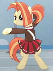 Size: 360x478 | Tagged: safe, screencap, shimmy shake, pony, 2 4 6 greaaat, bipedal, cheerleader, cheerleader outfit, clothes, cropped, female, mare, solo