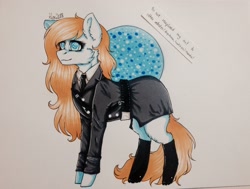 Size: 2927x2217 | Tagged: safe, artist:uglypartyhat, oc, oc only, oc:milena, earth pony, pony, clothes, photo, smiling, traditional art, uniform