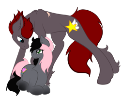 Size: 1024x842 | Tagged: safe, artist:pastel-pony-princess, oc, oc only, oc:wraith, pony, female, larger male, male, pregnant, sitting, size difference