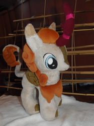 Size: 1349x1800 | Tagged: safe, artist:crazyditty, autumn afternoon, kirin, background kirin, plushie