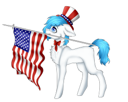Size: 2500x2000 | Tagged: safe, artist:uglypartyhat, oc, oc only, pony, 4th of july, american flag, bow, chest fluff, hat, holiday, mouth hold, photo, simple background, solo, top hat, traditional art, transparent background, united states