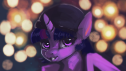 Size: 1920x1080 | Tagged: safe, artist:hierozaki, twilight sparkle, twilight sparkle (alicorn), alicorn, pony, abstract background, bust, female, looking at you, mare, portrait, solo