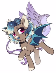 Size: 1990x2595 | Tagged: safe, artist:hawthornss, oc, oc only, oc:aviera betelgeuse, bat pony, bird, pony, bat pony oc, solo