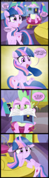 Size: 900x3225 | Tagged: safe, artist:coltsteelstallion, edit, spike, twilight sparkle, twilight sparkle (alicorn), alicorn, dragon, pony, amending fences, book, comic, creeper, cyrillic, female, floppy ears, mare, minecraft, pouting, raised hoof, reading, russian, sad, tower of pimps, translation, underhoof