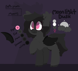 Size: 2843x2588 | Tagged: safe, artist:moonydusk, oc, oc only, oc:moonlight dusk, bat pony, pony, female, mare, redesign