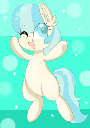 Size: 2893x4092 | Tagged: safe, artist:meowmavi, coco pommel, earth pony, pony, chibi, cocobetes, colored pupils, cute, ear fluff, eye clipping through hair, female, filly, heart eyes, high res, mare, missing cutie mark, one eye closed, open mouth, solo, wingding eyes, wink