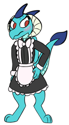 Size: 954x1730 | Tagged: safe, artist:neonhuo, princess ember, dragon, clothes, maid, newbie artist training grounds, simple background, solo, transparent background