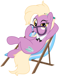 Size: 5000x6395 | Tagged: safe, artist:djdavid98, grace manewitz, earth pony, pony, absurd resolution, armpits, art trade, collar, crossed hooves, crossed legs, cutie mark, deck chair, glasses, grace manewitz is an armpit slut, lying down, on back, pencil, raised eyebrow, simple background, solo, transparent background, vector