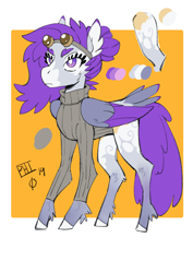 Size: 1240x1754 | Tagged: safe, artist:scarfyace, oc, oc only, oc:morning glory (project horizons), pegasus, pony, fallout equestria, fallout equestria: project horizons, clothes, fanfic art, female, goggles, mare, solo, sweater, turtleneck, unshorn fetlocks