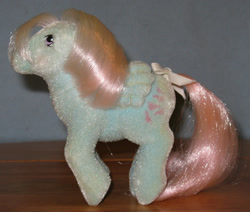 Size: 591x500 | Tagged: safe, photographer:breyer600, wind whistler, g1, bow, cute, so soft pony, tail bow, toy, whistlerbetes