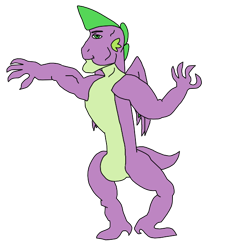 Size: 540x588 | Tagged: safe, anonymous artist, spike, dragon, the last problem, /mlp/, 4chan, chad, drawthread, gigachad, gigachad spike, older, simple background, solo, transparent background, virgin walk